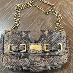 Michael Kors Gray and Cream Snake Print Clutch EUC